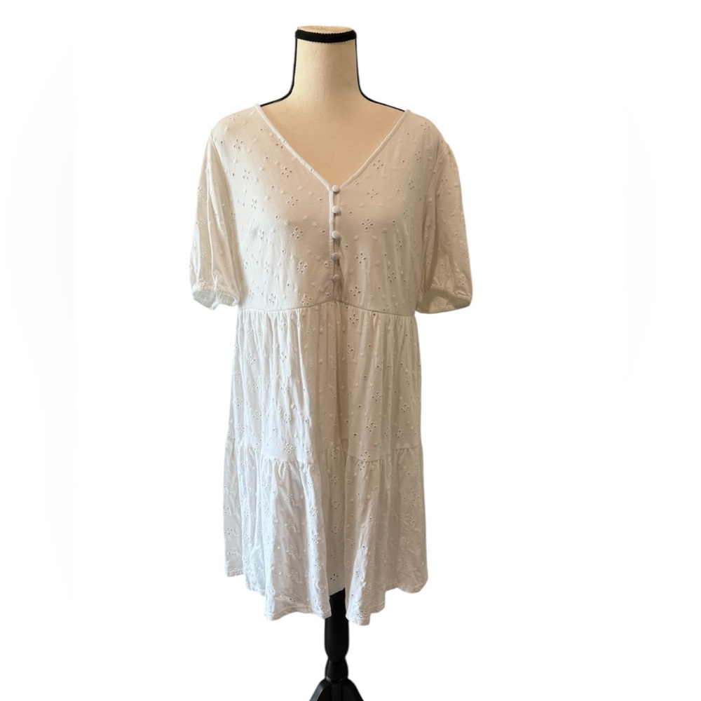LOFT | White Tiered Eyelet Dress